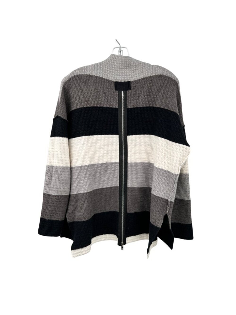 Altar'd State Womens Knit Striped Sweater Mock Neck Zipper Back Gray/Multi XS - Picture 7 of 8